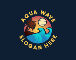 Sunset Ocean Wave logo design