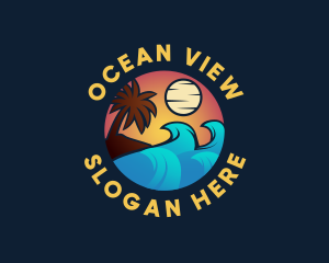 Sunset Ocean Wave logo design