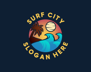 Sunset Ocean Wave logo design