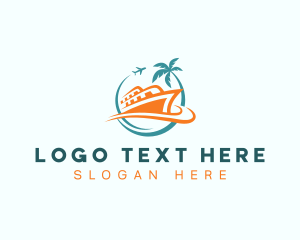Palm Tree - Vacation Cruise Airplane logo design