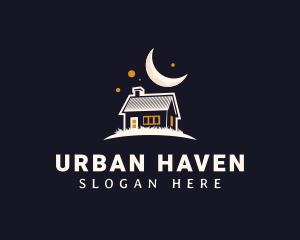 House Cabin Moon logo design