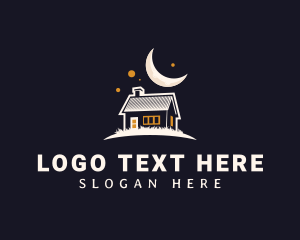 Night - House Cabin Moon logo design