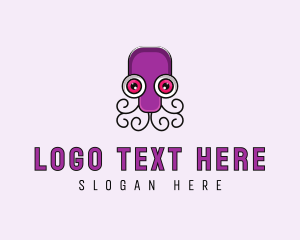 Squid - Cartoon Octopus Tentacle logo design