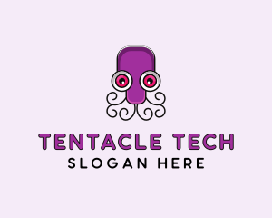 Cartoon Octopus Tentacle logo design