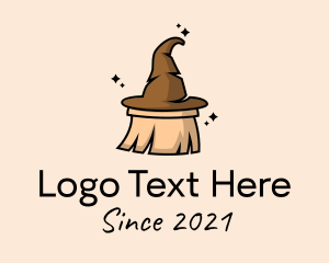 Witch Hat Broom  logo design