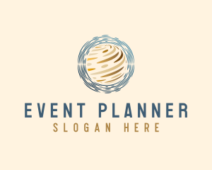 3d - Gold Planet Orbit logo design