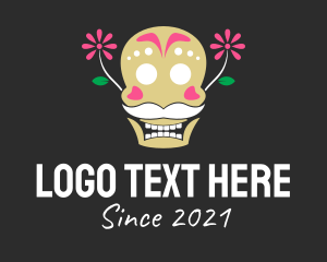 National - Mexican Floral Skull logo design
