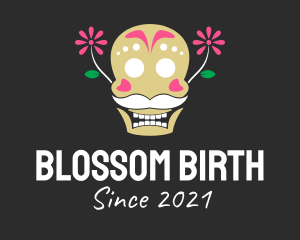 Scary - Mexican Floral Skull logo design