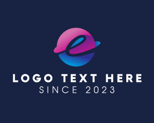Negative Space - Modern Planet Letter E logo design