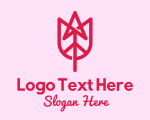 Flower - Pink Tulip Arrow logo design