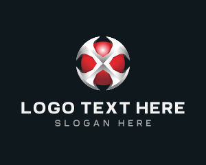 Sphere - 3D Metallic Letter X logo design