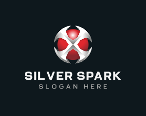 Silver - 3D Metallic Letter X logo design