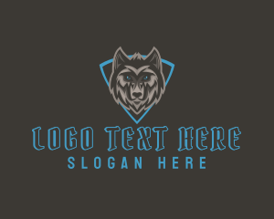 Siberian Husky - Shield Wild Wolf logo design