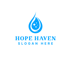 H2o - Water Droplet Sparkle logo design