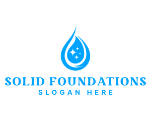 Water Station - Water Droplet Sparkle logo design