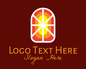 Religion - Orange Stained Glass Window logo design