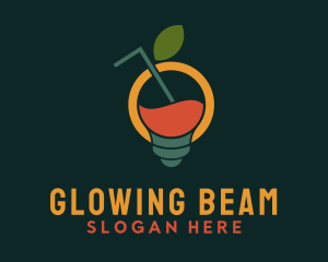 Fluorescent - Lightbulb Fruit Beverage logo design