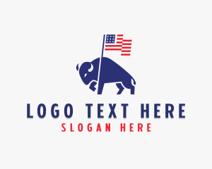 America - American Buffalo Flag logo design