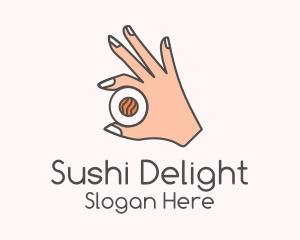 Sushi - Hand Holding Sushi logo design