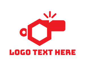 Sound - Red Hexagon Whistle logo design