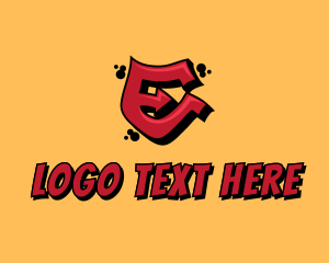 Hip Hop - Red Graffiti Letter E logo design