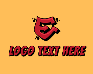 Rapper - Red Graffiti Letter E logo design