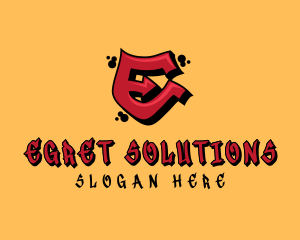 Red Graffiti Letter E  logo design