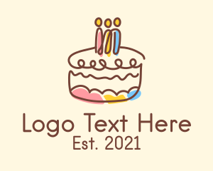Hand Drawn - Minimalist Birthday Cake logo design