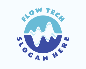 Flow - Blue Audio Wave Flow logo design
