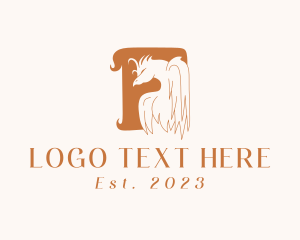 Mythological Creature - Brown Phoenix Letter F logo design
