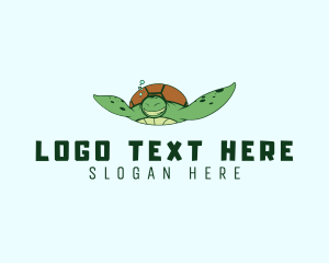 Mascot - Happy Swimming Turtle logo design
