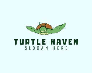 Happy Swimming Turtle logo design