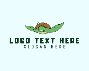 Sea Creature - Happy Swimming Turtle logo design