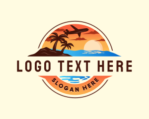 Airplane - Palm Tree Resort Getaway logo design