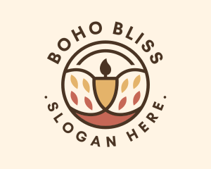 Boho Leaf Candle logo design