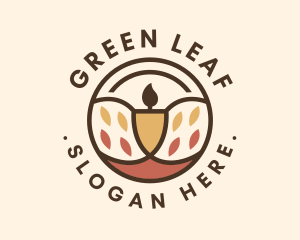 Boho Leaf Candle logo design