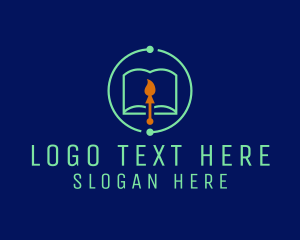 Online Class - Cyber Art Literature Torch logo design
