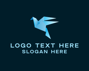 Line - Origami Blue Bird logo design