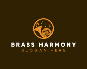 French Horn Music Instrument logo design