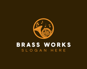 French Horn Music Instrument logo design