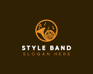 French Horn Music Instrument logo design