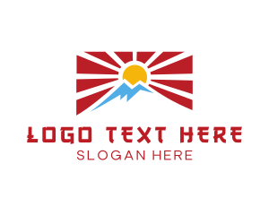 Asian - Rising Sun Mountain Flag logo design