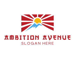 Ambition - Rising Sun Mountain Flag logo design