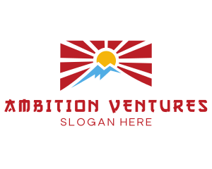 Ambition - Rising Sun Mountain Flag logo design