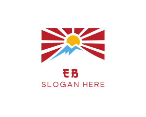 Hill - Rising Sun Mountain Flag logo design