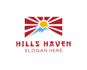 Rising Sun Mountain Flag logo design