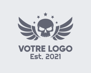 Streamer - Pirate Wing Skull logo design