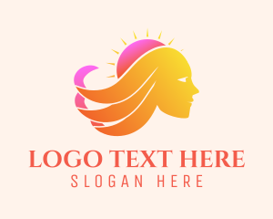 Hairdresser - Sunset Woman Waves logo design