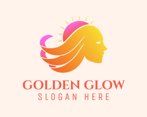 Sunset Woman Waves logo design