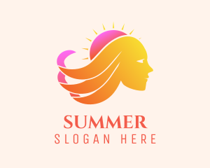 Sunset Woman Waves logo design